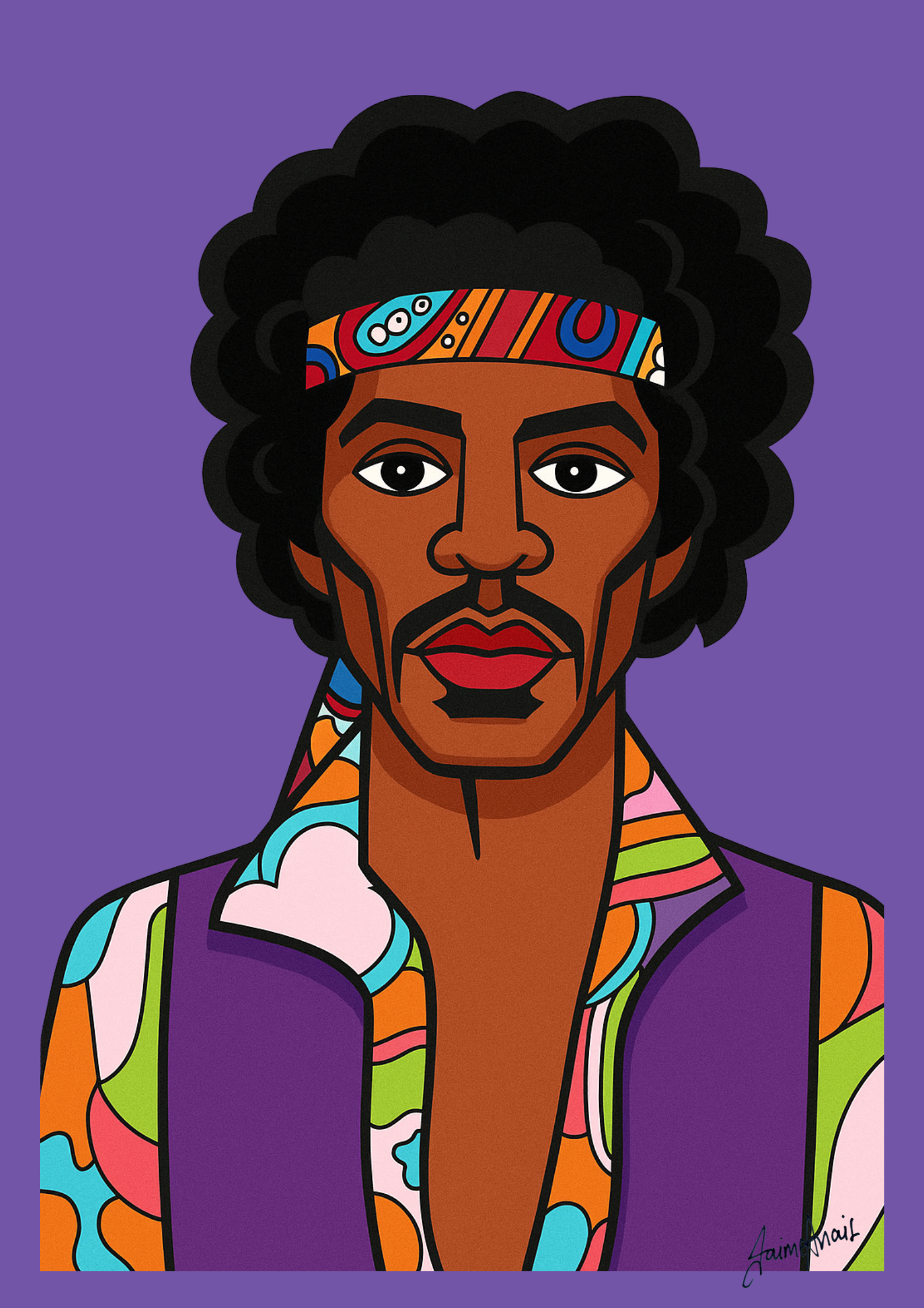 Jimi Hendrix Cartoon Drawing